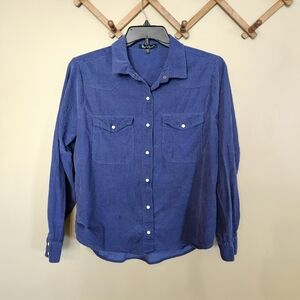 Velvet Heart Blue Corduroy Pearl Snap Western Button Up Shirt Women’s Medium